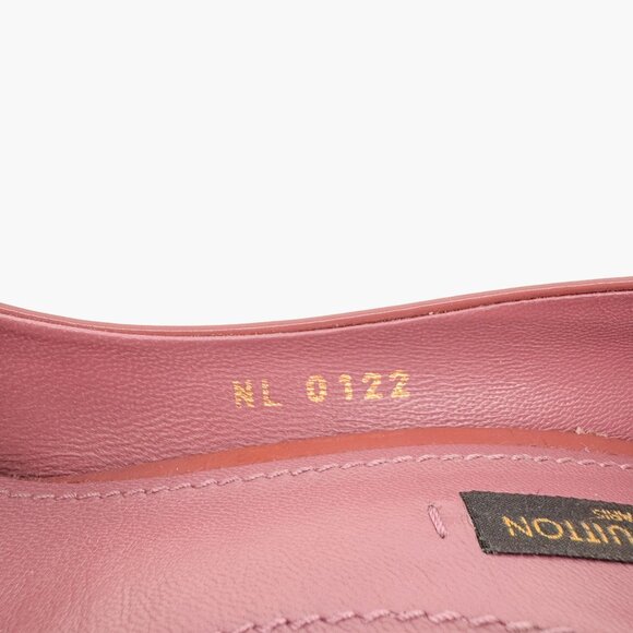 Louis Vuitton Oh Really Lock Pumps EU 37 US 7 Mauve Pink Patent High Heel Peep - Picture 10 of 11